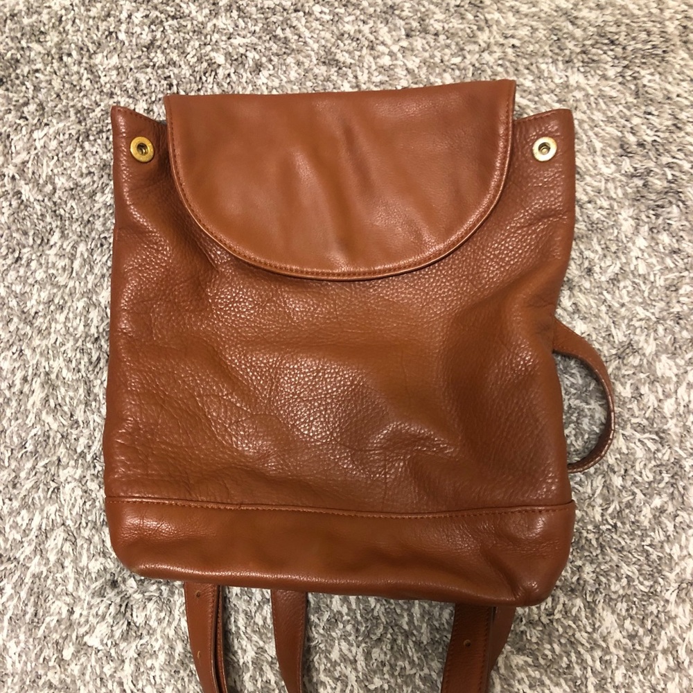 Brown Leather Mini Backpack - image 1